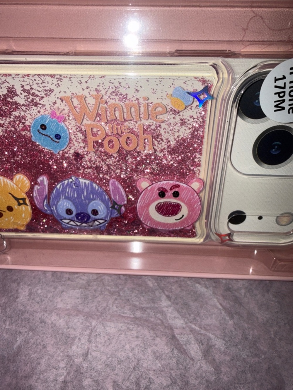 Winnie the Pooh Pink Glitter Liquid iPhone 17 Pro Max Case - Picture 8 of 8